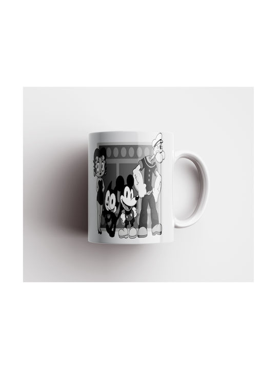 Weiße Keramik Tasse 330ml Micky Maus Dp4584