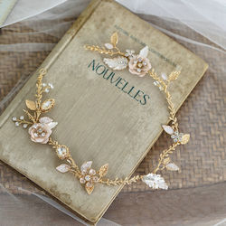 Versailles Handmade Wreath Decorated with Crystals Small Metallic Roses