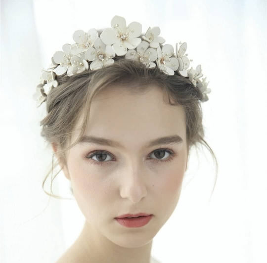 ''marina'' Handmade Leather Floral Bridal Crown