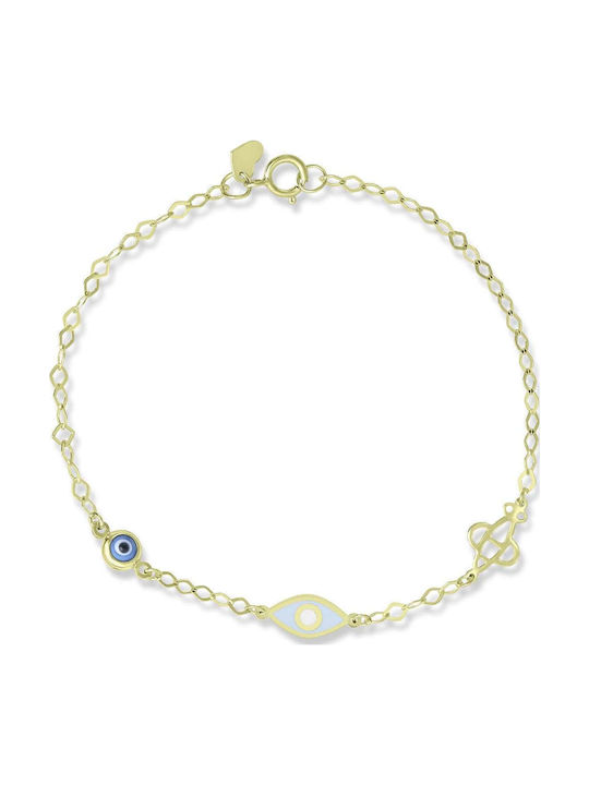 CHrysolithos Kids Bracelet from Gold-plated Silver with Evil Eye