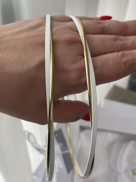 White Tales Wedding Crowns Silver Plated The Crown Base Is White Enamel It Has a Braided Glossy Gold-Plated Rod