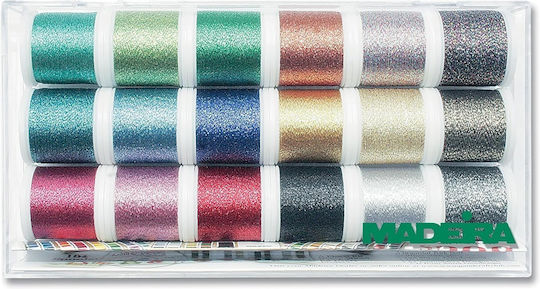 Set 18 Metallic Sparkling Embroidery Threads No.40 Madeira 8020
