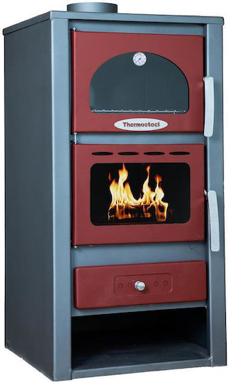 Thermosteel Стомана Печка на дърва с Фурна Γκρι - Κόκκινο
