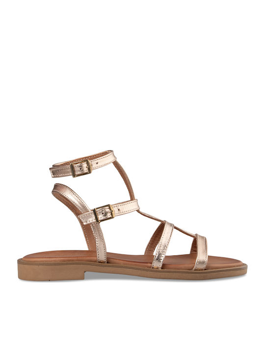 Women's Flat Sandals in Gold Color