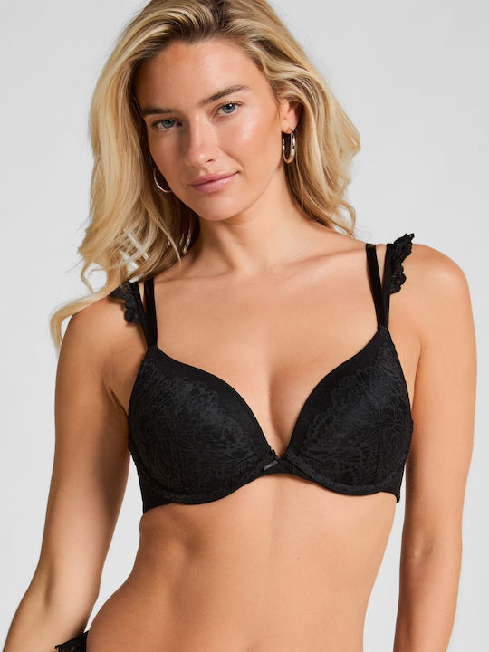 Hunkemöller Posie Negru Sutien Push Up cu Baloane