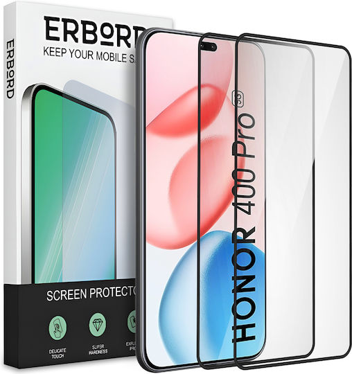 2x Gehärtetes Glas Honor 400 Pro 5G Erbord 3D Vollbild Schnelles Ganzes Display