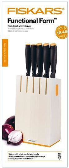 Fiskars Functional Σετ Μαχαίρια με Βάση από Ανοξείδωτο Ατσάλι 5τμχ