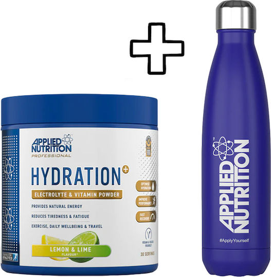 Applied Nutrition Stainless Steel Flask 500ml White & Applied Nutrition Hydration+ Complete Electrolyte & Vitamin Powder 240g Blue Raspberry Custom Bundle