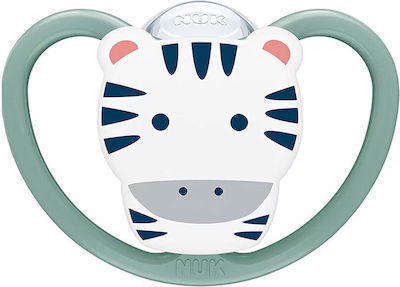 Nuk Space Orthodontic Pacifier Silicone with Case Green with Zebra for 6-18 months