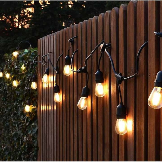 Suspendata Lampă Solară Ghirlande 30W 1200lm Alb Cald cu Senzor de Mișcare și Fotocelulă IP65