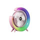 Mini Desk Fan Multicolor Led Lighting Usb Charging 180° Adjustment 3 Operating Speeds Ambient Lights White
