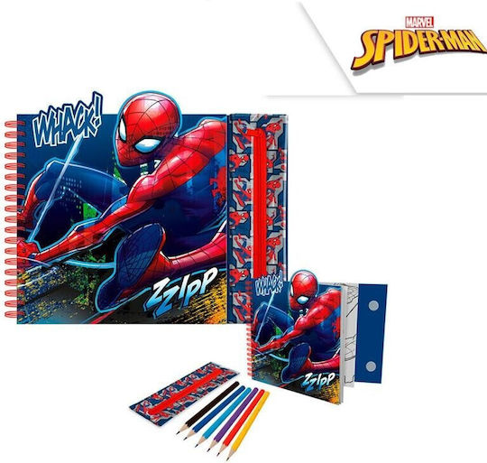 Комплект Тетрадка За Дейности С Отделящ Се Несесер Spiderman 28x25x2см