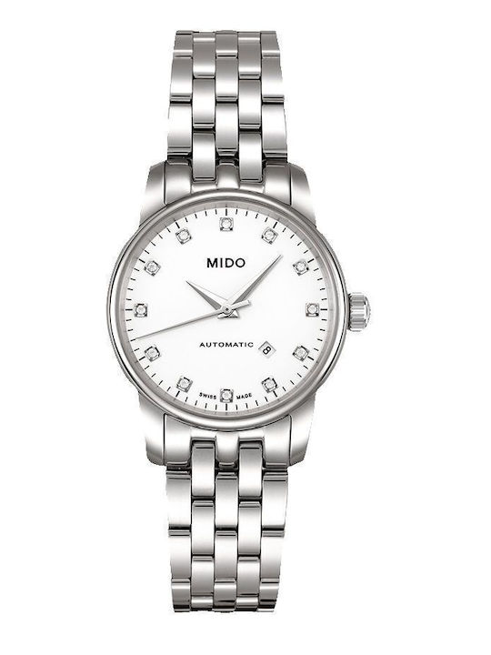 Mido Γυναικείο Ρολόι 29mm Αυτόματο με Ασημί Μεταλλικό Μπρασελέ