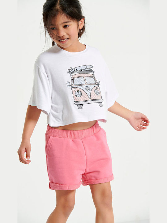 Kids' Crop Top Short Sleeve Pink.