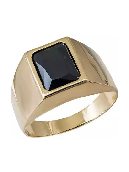 Chevalier Ring with Zircon made of Gold 9K