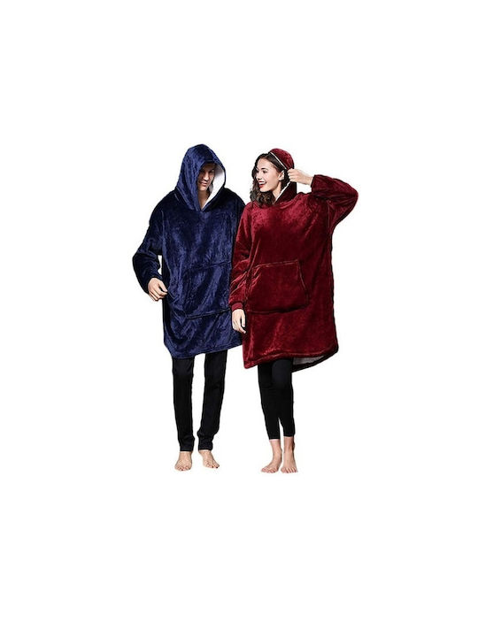 Set Hoodie Huggle Ultra Plush Hoodie Albastru Roșu Unisex 2 Bucăți Universal