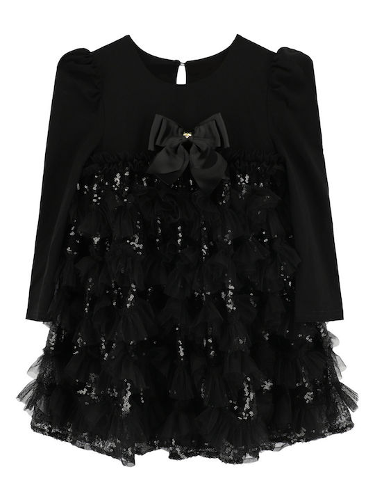 Mädchenkleid Langärmelig Tüll Schwarz