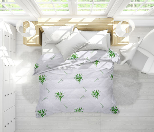 Alcam Bettdecke Doppelbett mit Microfiber-Füllung 200x220cm Weiß 350 GSMGsm