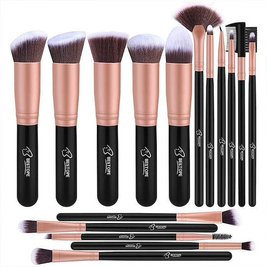 Bestope Professional Makeup Brush Set for Eye Shadow with Synthetic Bristle 16 Pieces