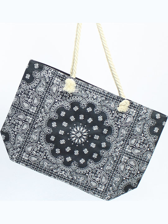 ButicCochet Geantă de Plajă cu model Ethnic Neagră