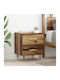 Bedside Table Wooden with Metal Legs Old Wood 40x35x47.5cm