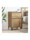 Wooden Bedside Tables with Metal Legs Brown Oak 2 Pieces 40x35x70cm