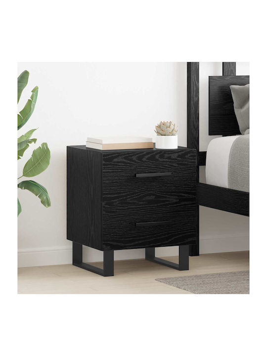 Wooden Bedside Table Black Oak 40x35x47.5cm