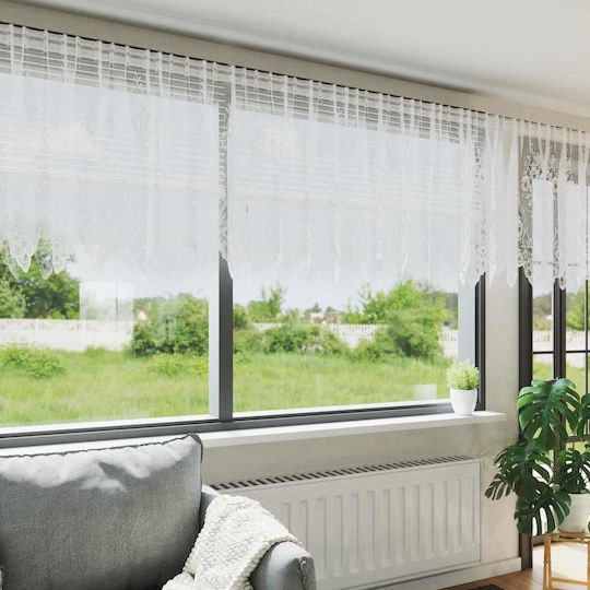 vidaXL Perdea De Fereastră Cu Coafură Albă 400x120cm