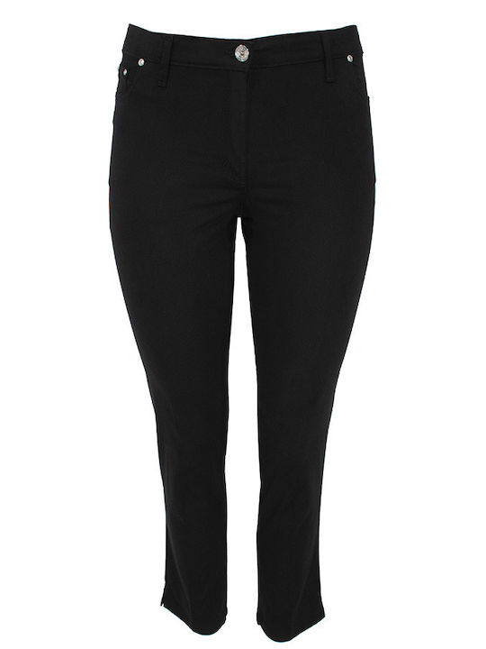 Damen Stoff Hose in Schlanker Passform Black