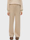 Women's High-waisted Fabric Trousers Wide Line Pumice Stone