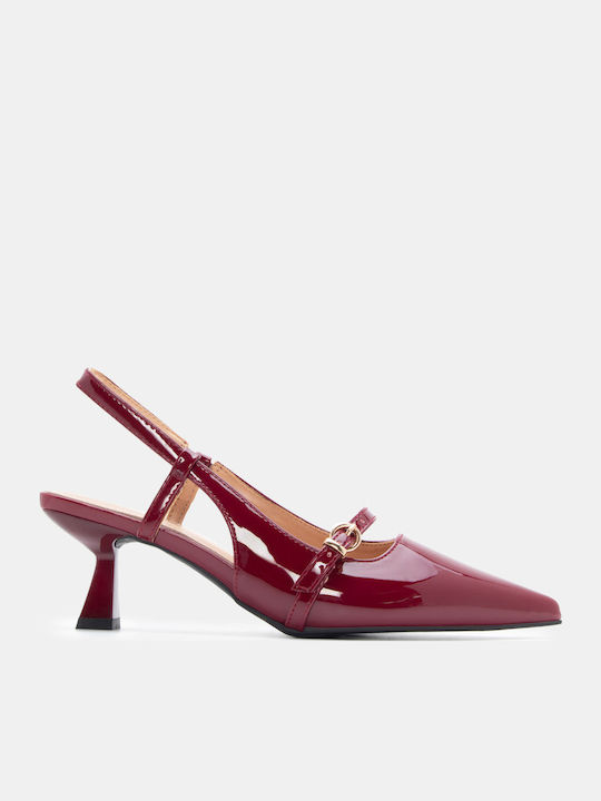 Luigi Pointed Toe Burgundy Heels with Strap
