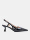 Pointed Toe Black Heels with Strap