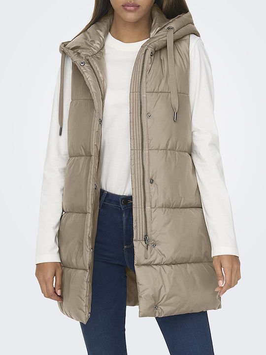 Γυναικείο Αμάνικο Puffer Μπουφάν για Χειμώνα Silver Mink Sandy Brown