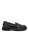 Leather Women's Loafers in Black Color