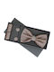 3-Piece Set Bow Tie Cufflinks Pocket Square Men Buticcochet Stylized Print Brown Setp254