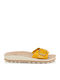 Leather Women's Flat Sandals Anatomic in Yellow Color