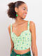 Bluze Damă Crop Bumbac Verde