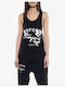 Damen Bluse Ärmellos Black
