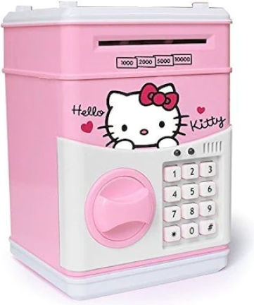 Детски Касичка Hello Kitty С АТМ Функция Сейф С Пин Код Розова Бяла