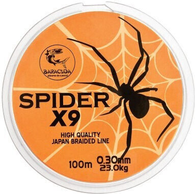 Fir Textile Baracuda Spider X9 100 M 9 Parallel Braided Wires Fluorescent Orange