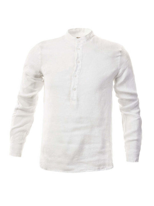 Panda Clothing Langarm Herrenbluse Weiß