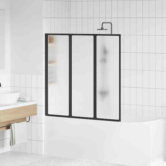 vidaXL Divider de verandă Duș cu Glisare Ușă 117x120cm Dungi Negru