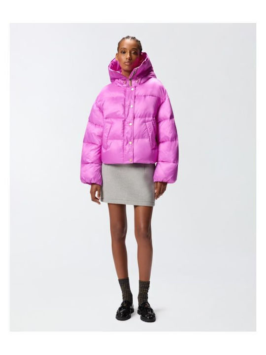 Pinko Women's Puffer Jacket for Winter with Hood Pink