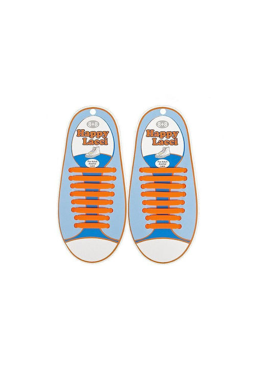 Happy Lacci Elastic Silicone Shoelaces Orange