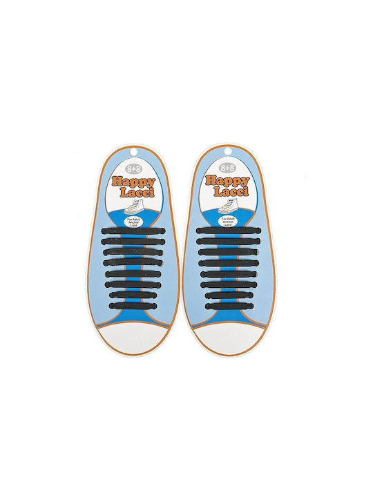 Happy Lacci Elastic Silicone Shoelaces Black