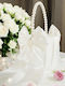 Official Ultra-Shiny Wedding Basket Dressed in Satin Fabric Decorated with Unique Pearls and Impressive White Bows