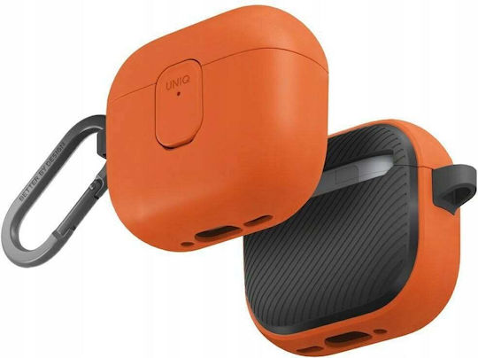 Uniq Clyde Hülle Silikon / Kunststoff mit Haken in Orange Farbe für Apple AirPods 4