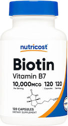 Nutricost Biotin Βιταμίνη 10mg 120 κάψουλες Nutricost Biotin Βιταμίνη 10mg 120 κάψουλες