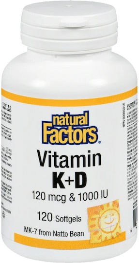 Natural Factors Vitamin K2 Витамин за Здравето на костите 1000иу Natural 1 капси 120 софтджел