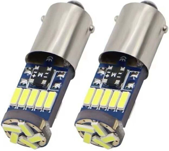 Set 2 Lămpi Auto Albe LED T14 Canbus 12V Nepolaritate Putere 1,59W Consum Redus De Energie Ba9s Argintiu
